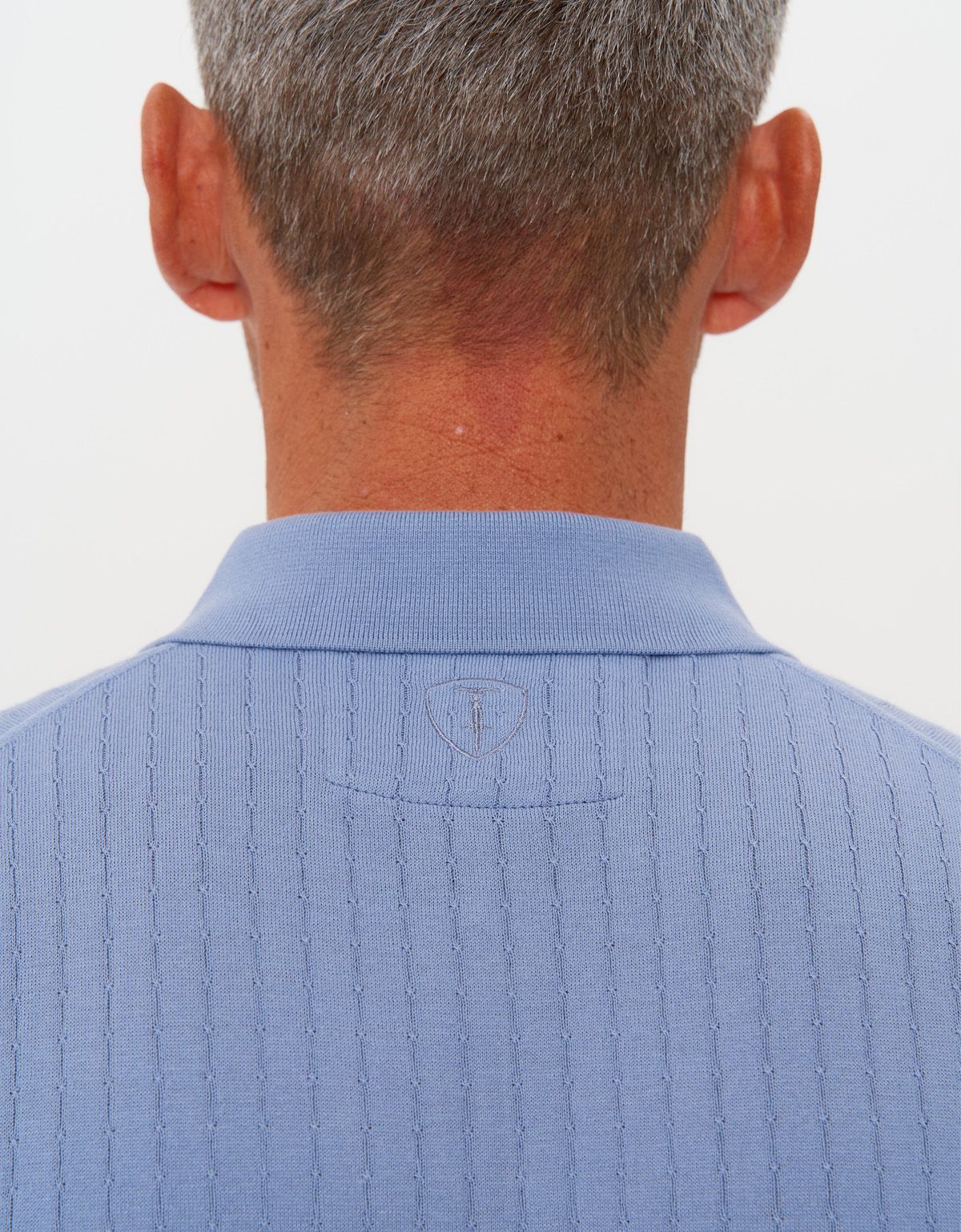 Поло мужское вязаное голубое на молнии Gtatude | купить в интернет-магазине Olymp-Men