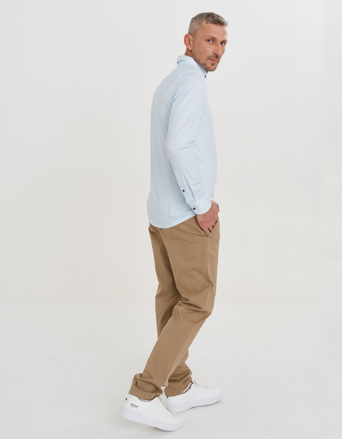 Рубашка мужская трикотажная с длинным рукавом OLYMP 24/7, body fit | купить в интернет-магазине Olymp-Men