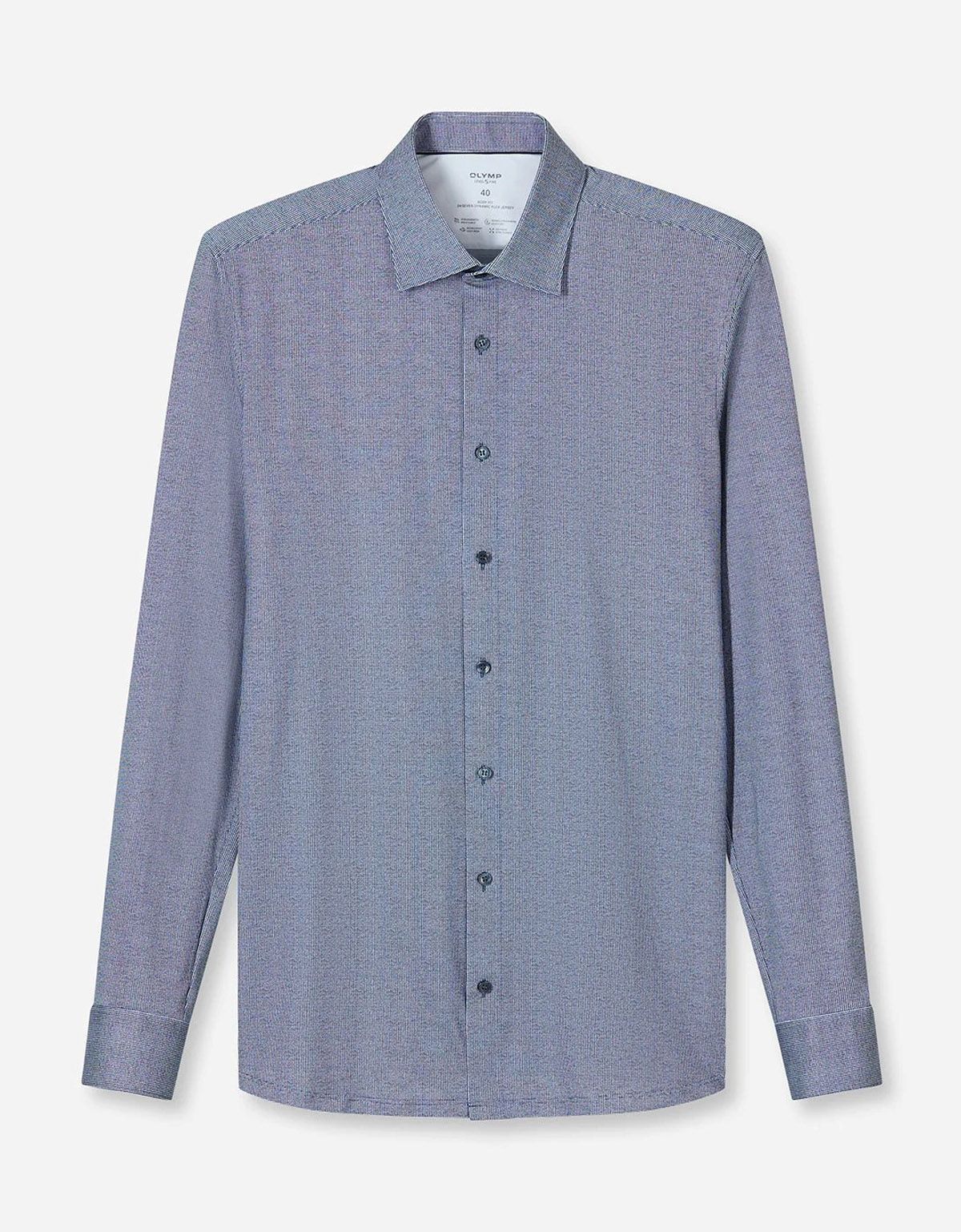 Рубашка трикотажная синяя клетка Olymp, body fit | купить в интернет-магазине Olymp-Men