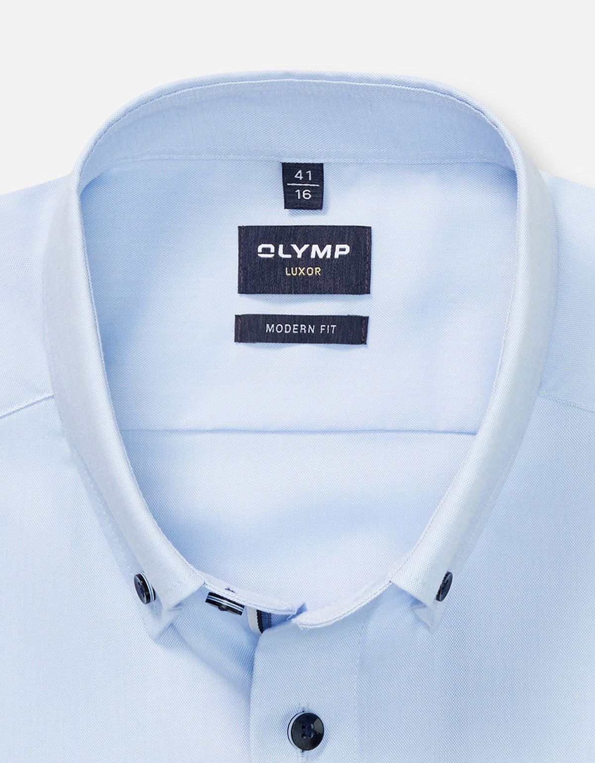 Рубашка с синими пуговицами OLYMP Luxor, modern fit на высокий рост | купить в интернет-магазине Olymp-Men