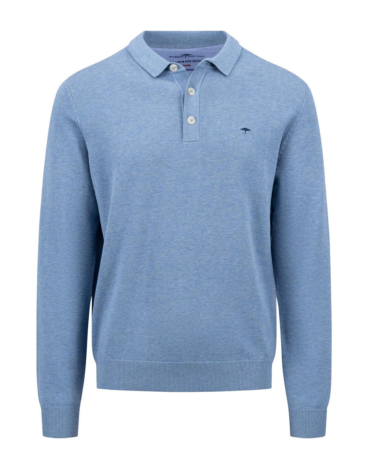 Поло голубое с длинным рукавом Fynch-Hatton | купить в интернет-магазине Olymp-Men