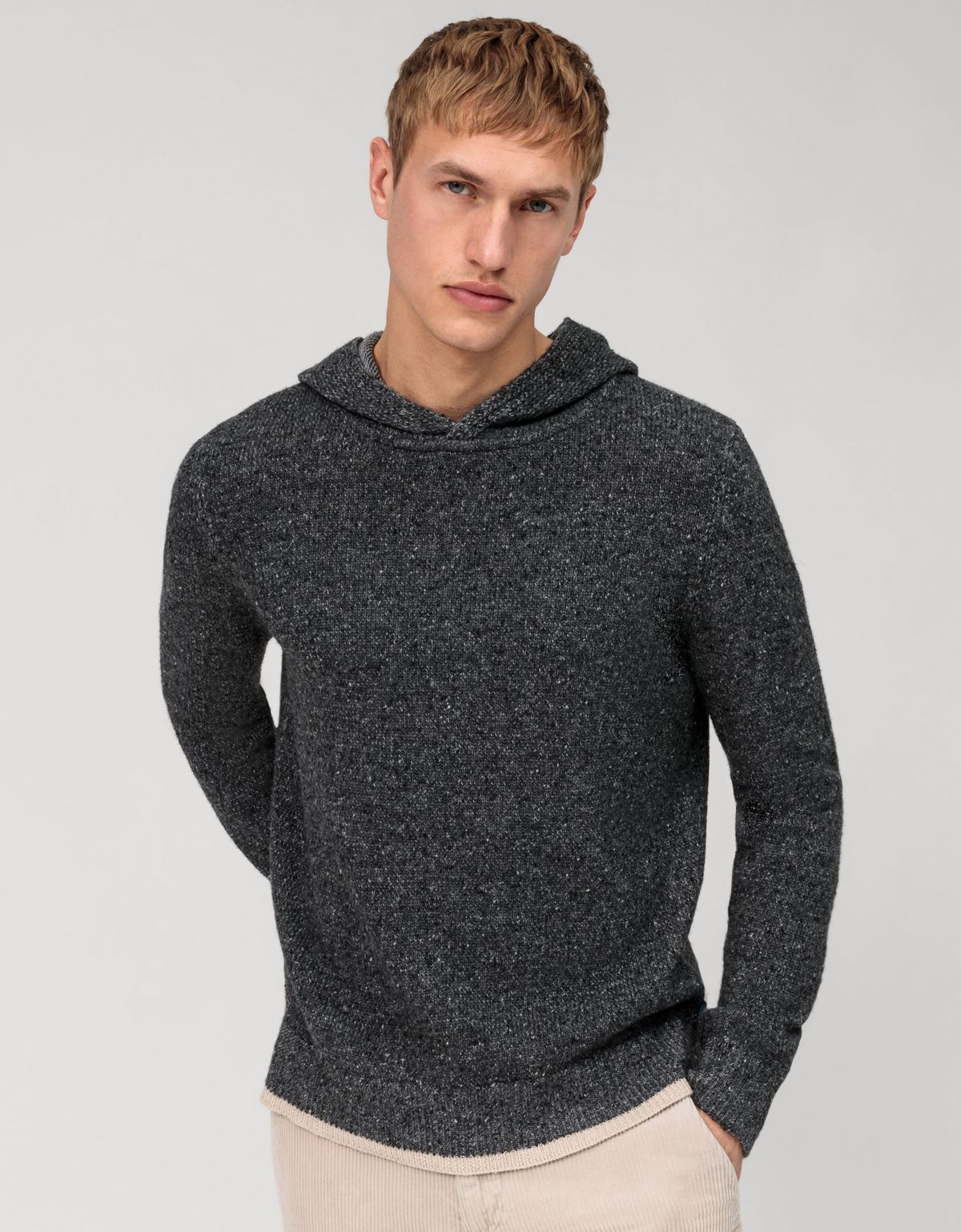 Толстовка вязаная мужская OLYMP с капюшоном, modern fit[Серый]