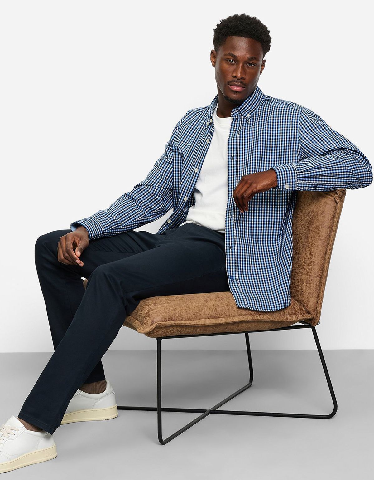 Рубашка мужская в голубую клетку OLYMP Casual | купить в интернет-магазине Olymp-Men