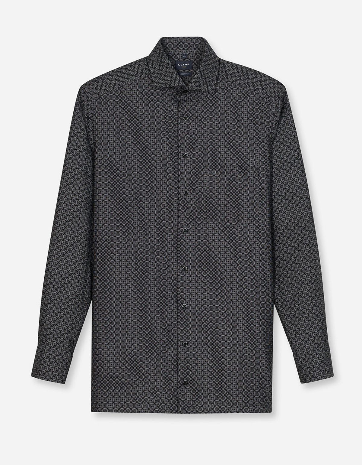 Рубашка с черным принтом Olymp, modern fit на высокий рост | купить в интернет-магазине Olymp-Men