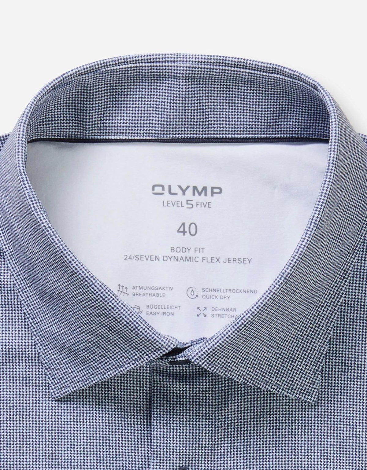 Рубашка трикотажная синяя клетка Olymp, body fit | купить в интернет-магазине Olymp-Men