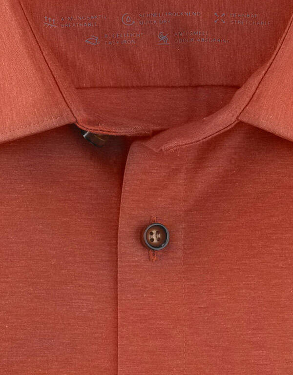 Рубашка трикотажная оранжевая мужская Olymp, супер слим, артикул 25037407