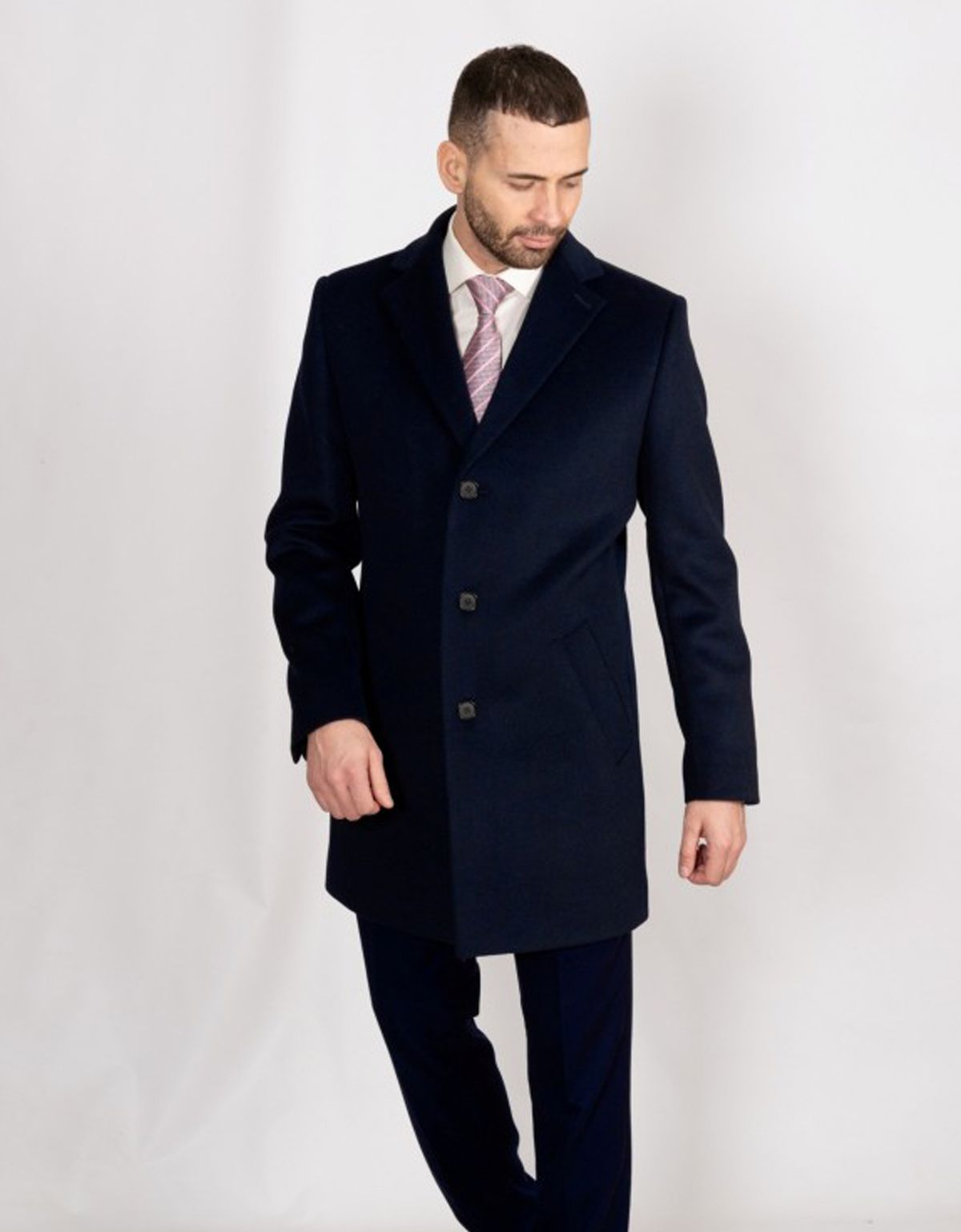 Пальто мужское классическое синее Nowal | купить в интернет-магазине Olymp-Men