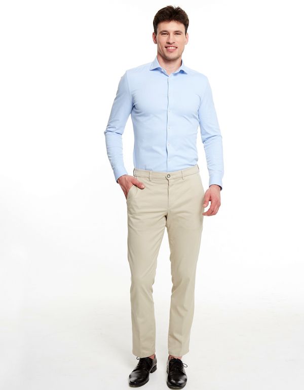 Брюки мужские w.Wegener бежевые из хлопка с шелком | купить в интернет-магазине Olymp-Men