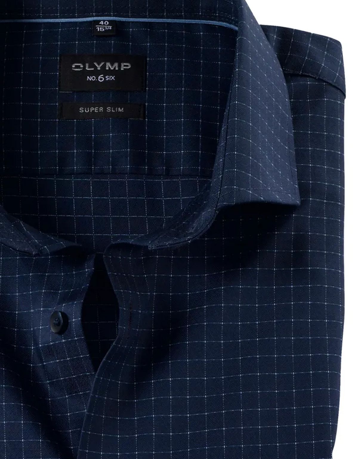 Рубашка синяя в клетку OLYMP, супер слим | купить в интернет-магазине Olymp-Men