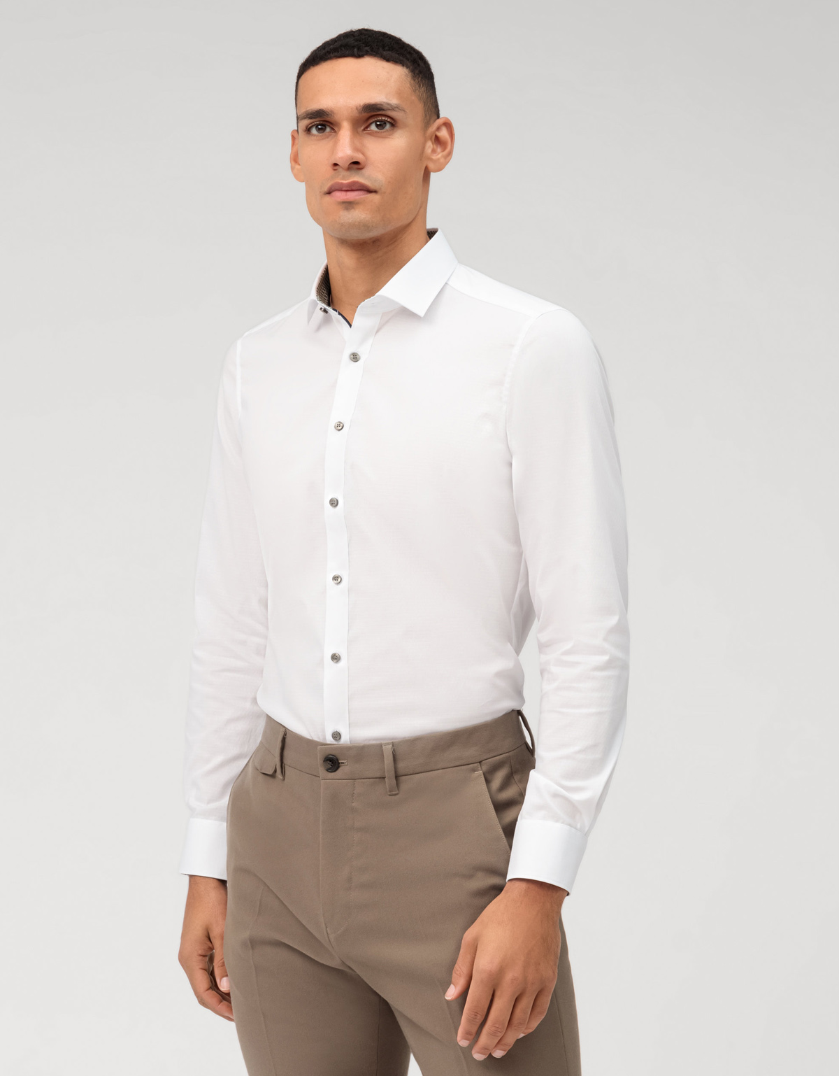 Рубашка белая мужская OLYMP Level Five, body fit, на высокий рост[Белый]
