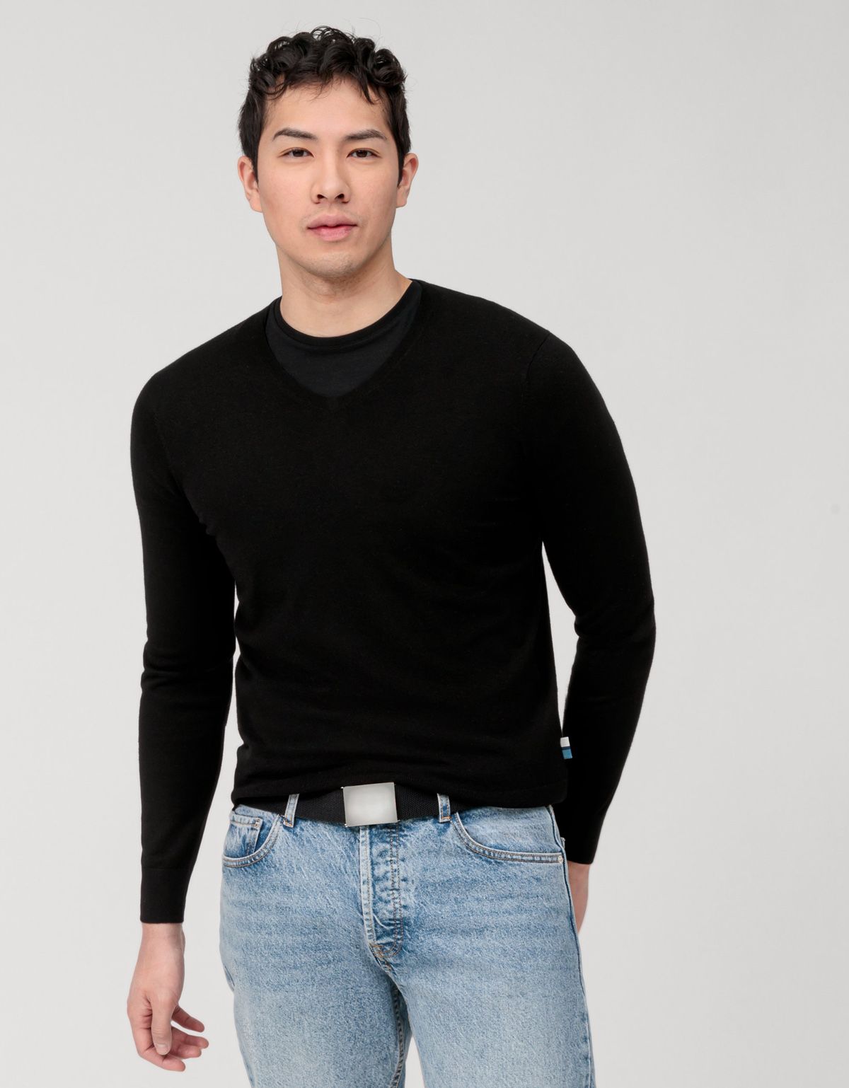 Пуловер черный мужской OLYMP, body fit[ЧЕРНЫЙ]
