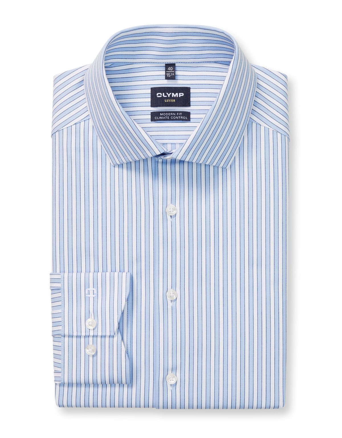 Рубашка мужская в полоску климат-контроль OLYMP Luxor, modern fit[ГОЛУБОЙ]