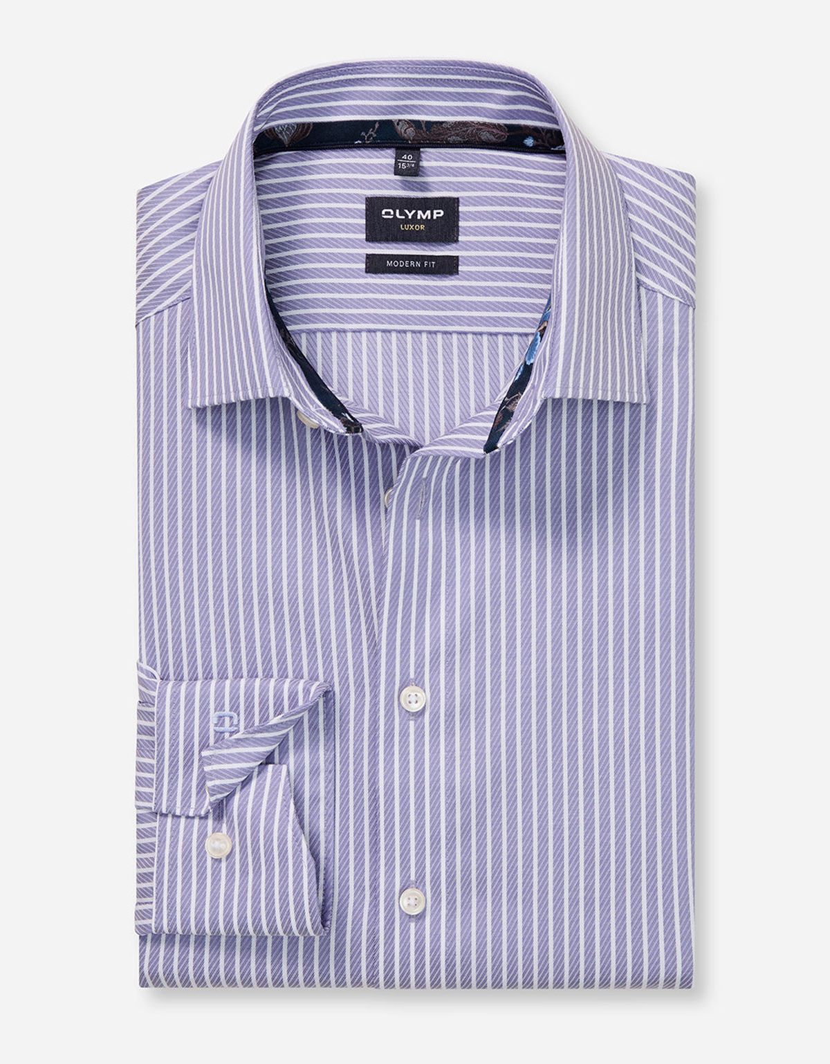 Рубашка мужская в белую полоску OLYMP Luxor, modern fit[ФИОЛЕТОВЫЙ]
