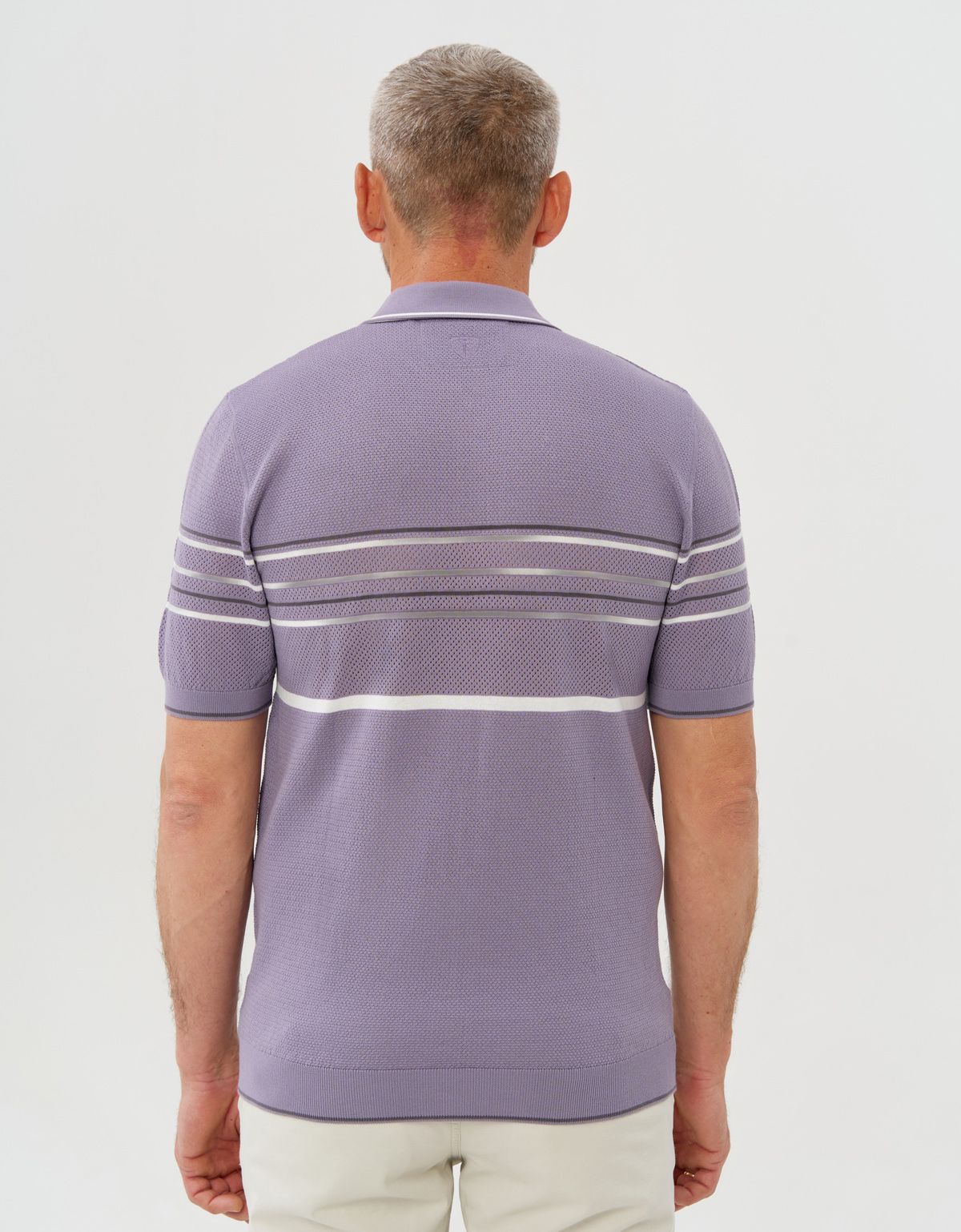 Поло мужское фиолетовое в полоску на молнии Gratude | купить в интернет-магазине Olymp-Men