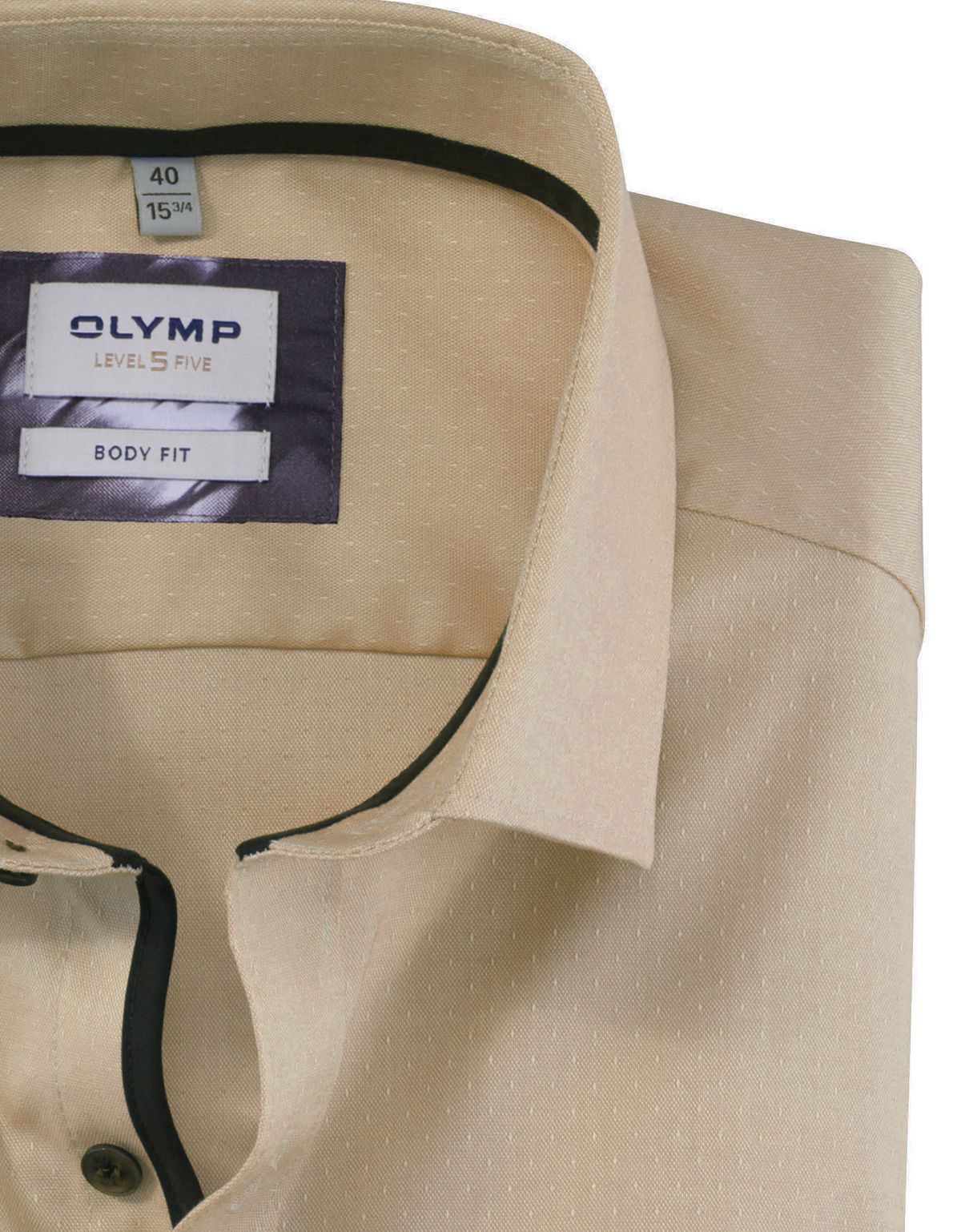 Мужская классическая бежевая рубашка Olymp, body fit, фактурная