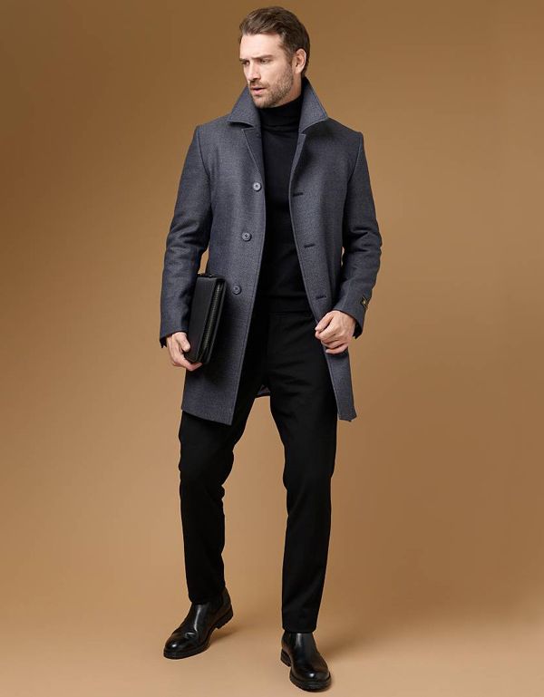 Пальто мужское утепленное с английским воротником | купить в интернет-магазине Olymp-Men