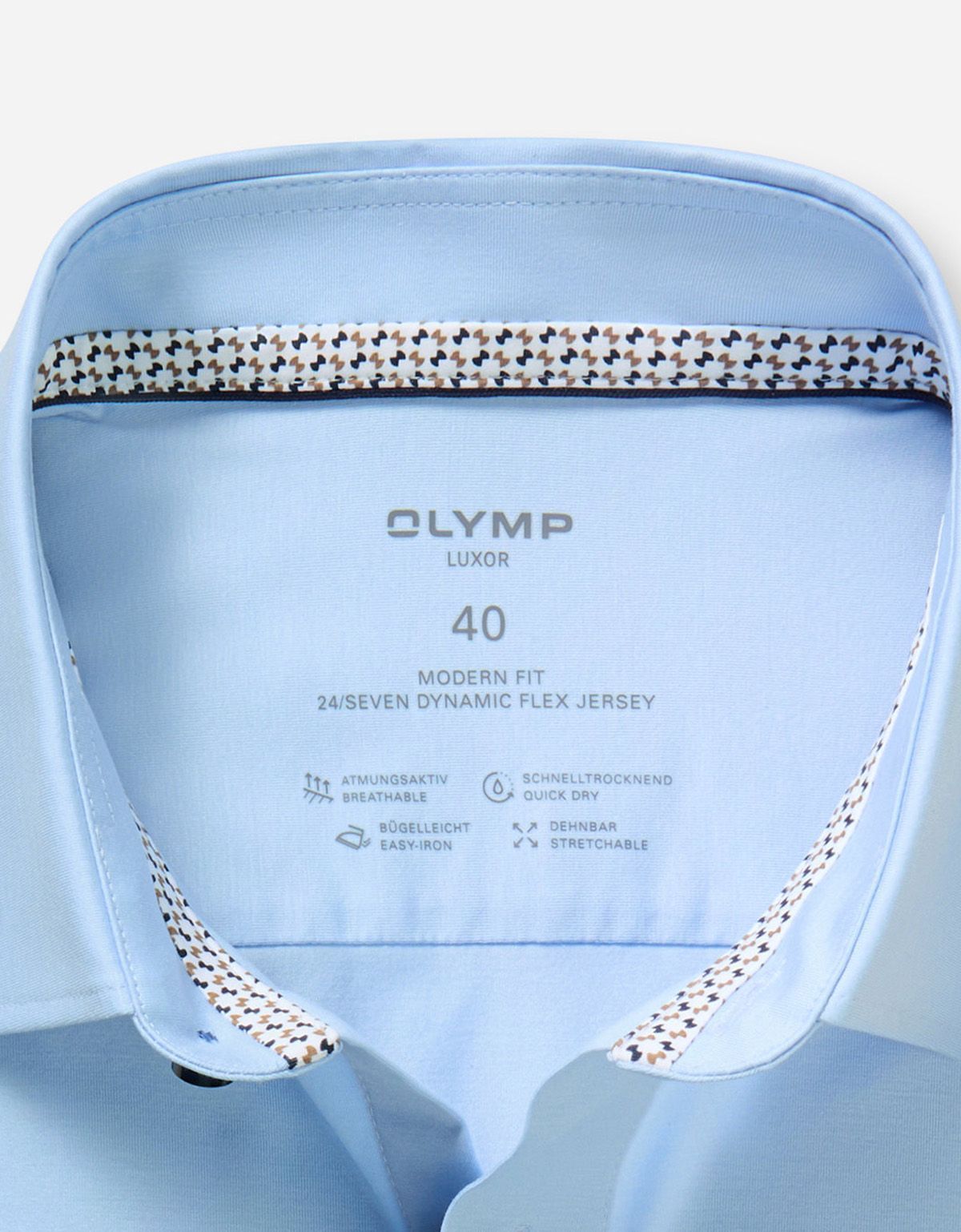 Рубашка трикотажная голубая OLYMP Luxor полуприлегающая | купить в интернет-магазине Olymp-Men