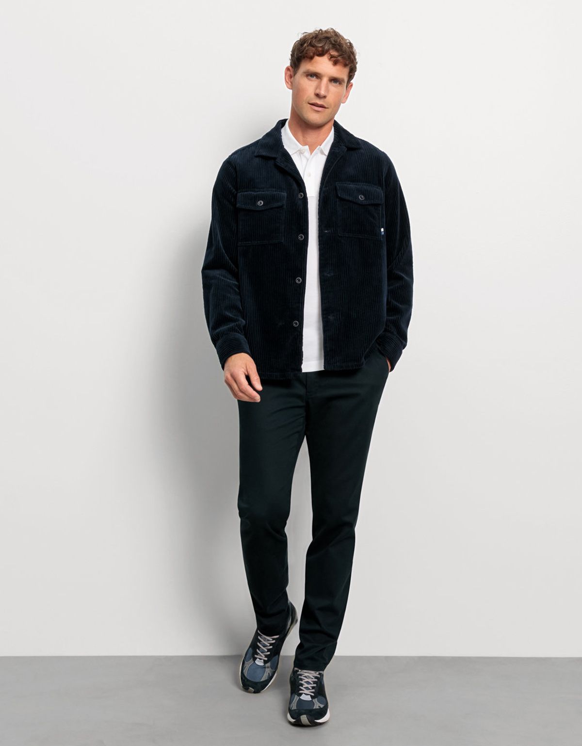 Рубашка овершот вельветовая синяя Olymp Casual | купить в интернет-магазине Olymp-Men