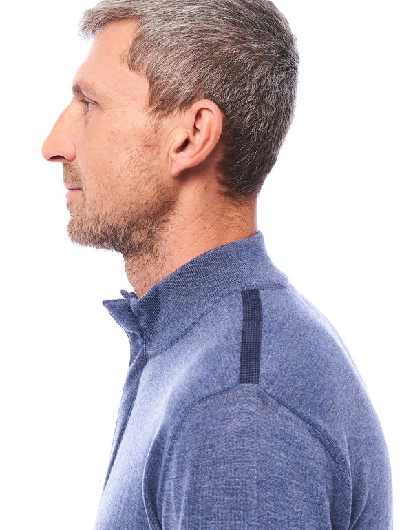 Свитер мужской голубой на молнии Gratude из тонкой шерсти | купить в интернет-магазине Olymp-Men