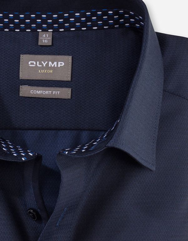 Рубашка синяя мужская OLYMP Luxor, прямой крой, фактурная ткань | купить в интернет-магазине Olymp-Men