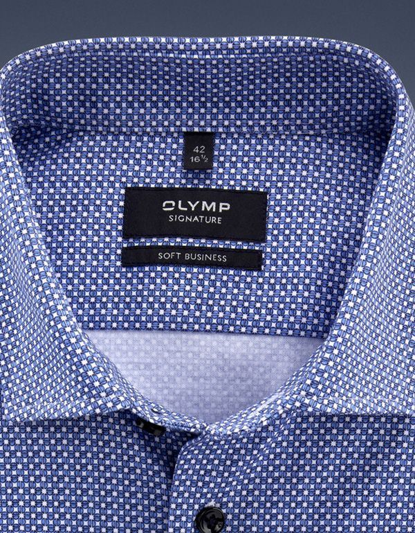 Рубашка мужская трикотажная синяя Olymp Signature