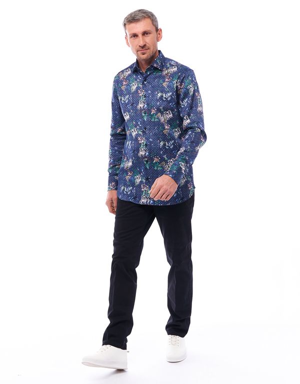 Брюки мужские темно-синие Club Of Comfort из хлопка в клетку | купить в интернет-магазине Olymp-Men