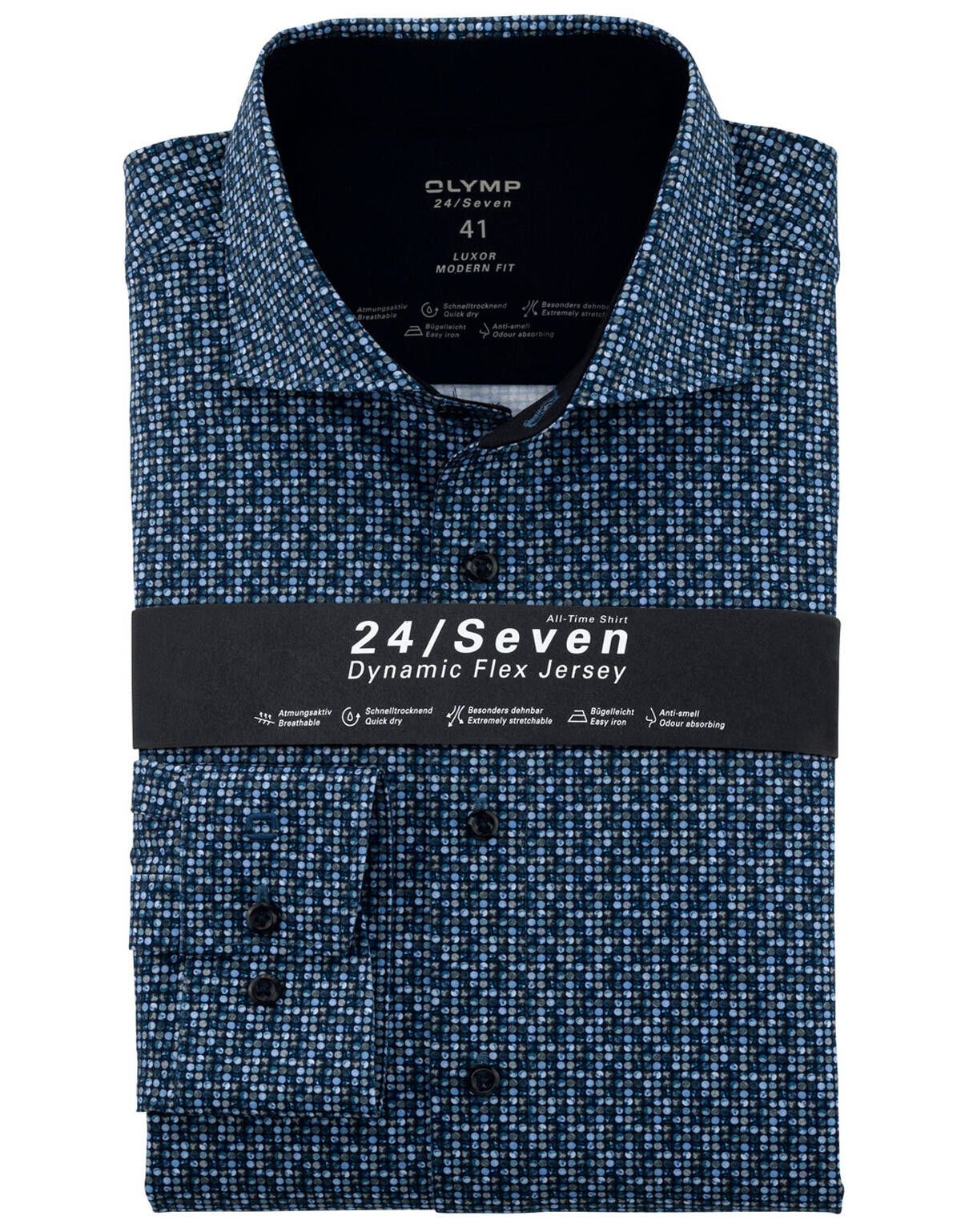 Рубашка трикотажная мужская OLYMP с принтом Luxor 24/7, modern fit[СИНИЙ]