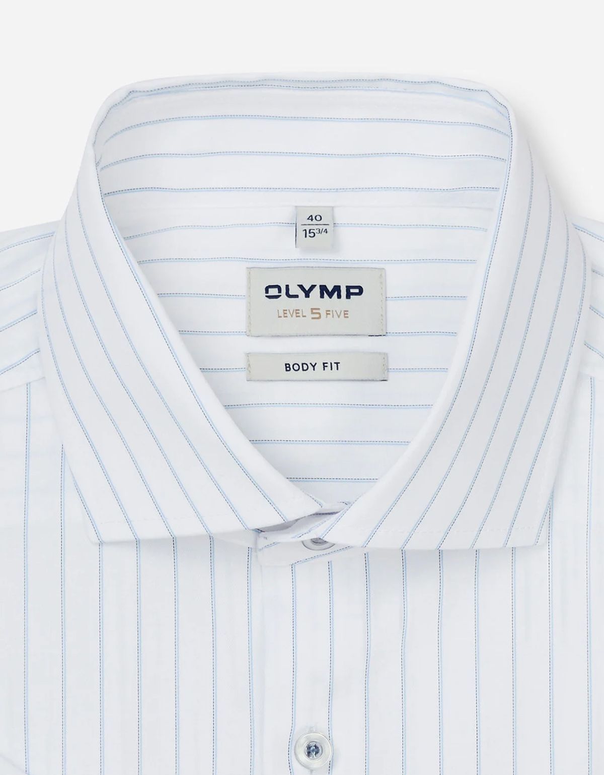 Рубашка летняя в синюю полоску Olymp, боди фит