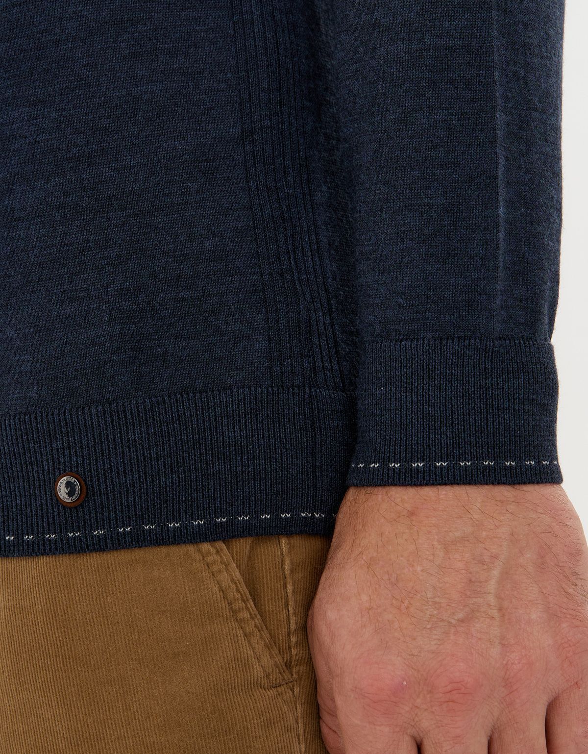 Свитер синий с воротником на молнии Gratude шерстяной | купить в интернет-магазине Olymp-Men