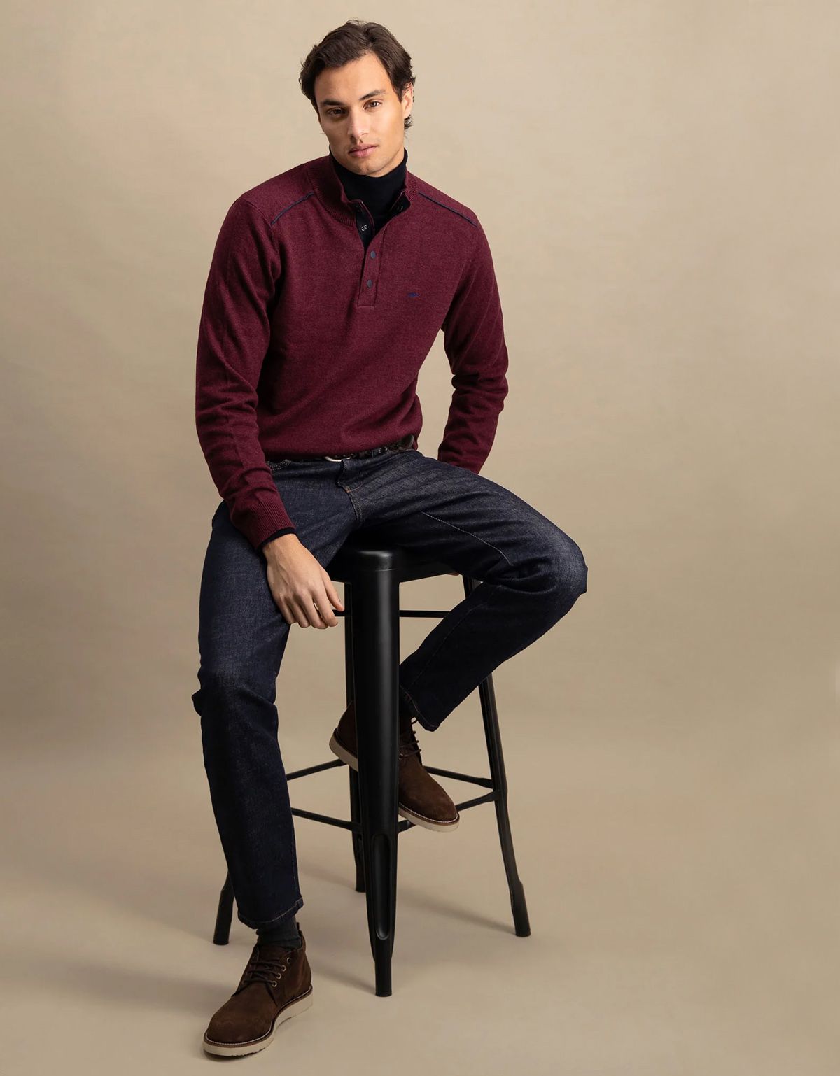 Свитер мужской на молнии и кнопках Fynch-Hatton | купить в интернет-магазине Olymp-Men