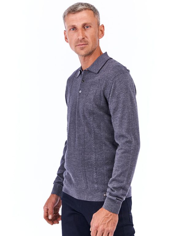 Поло мужское на пуговицах Gratude вязаное с косами | купить в интернет-магазине Olymp-Men