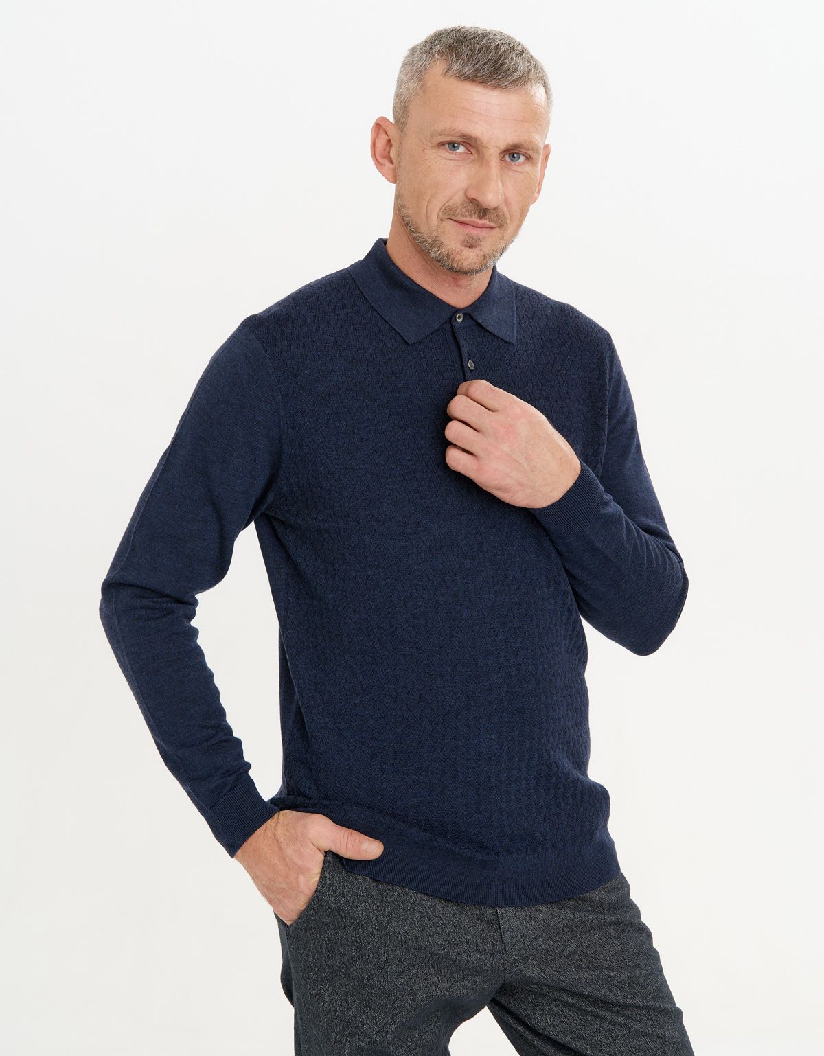 Поло с длинным рукавом вязаное Gratude на пуговицах | купить в интернет-магазине Olymp-Men