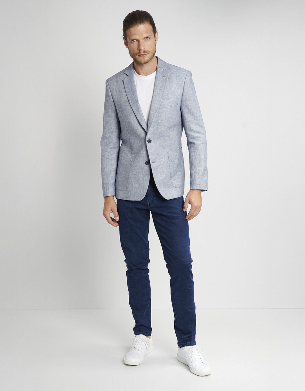 Пиджак льняной голубой w.WEGENER, 2 шлицы | купить в интернет-магазине Olymp-Men