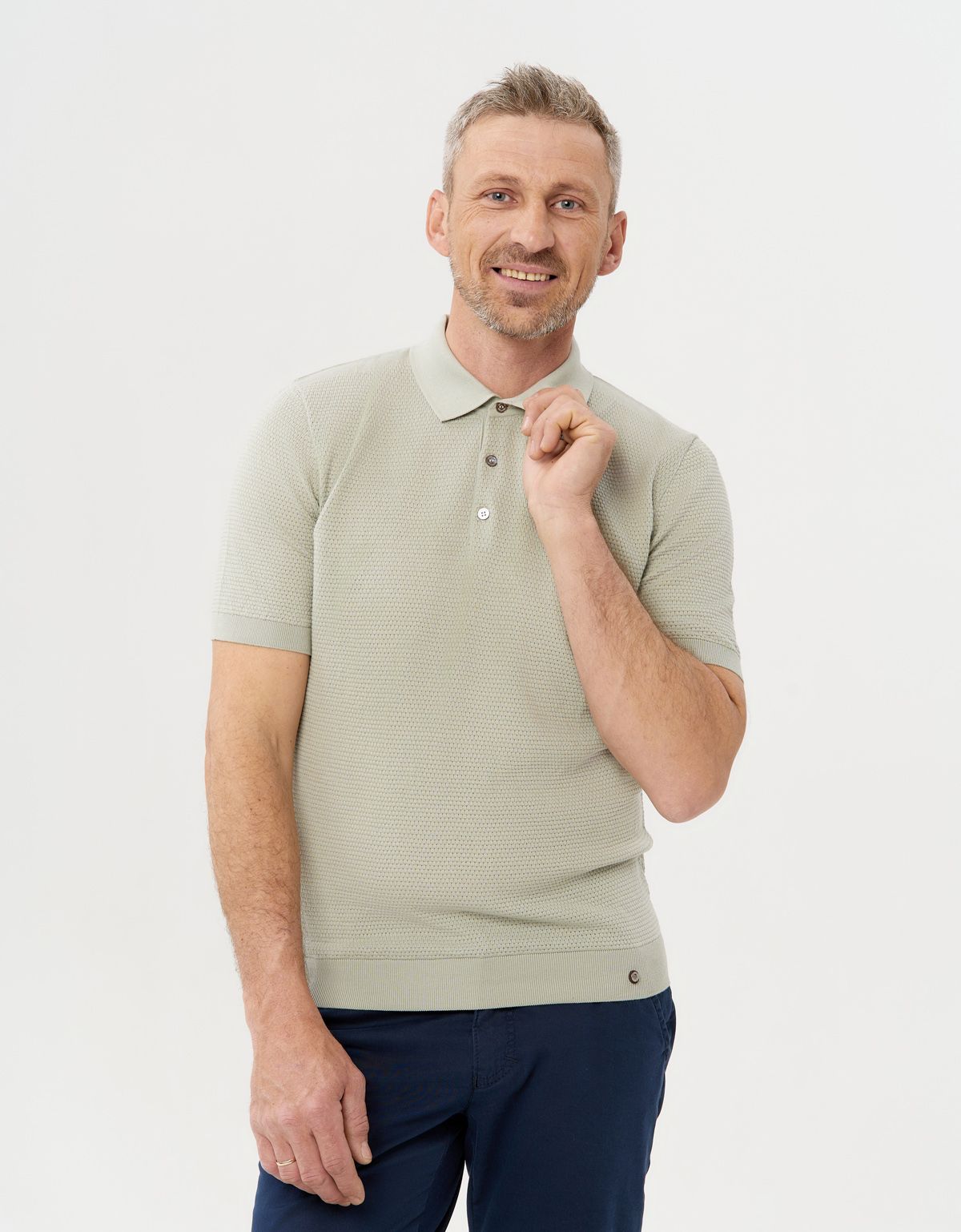 Поло мужское вязаное зелёное на пуговицах Gratude | купить в интернет-магазине Olymp-Men