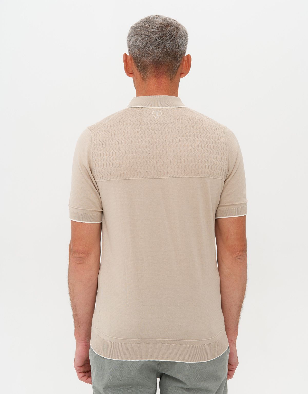 Поло мужское вязаное бежевое на молнии Gtatude | купить в интернет-магазине Olymp-Men