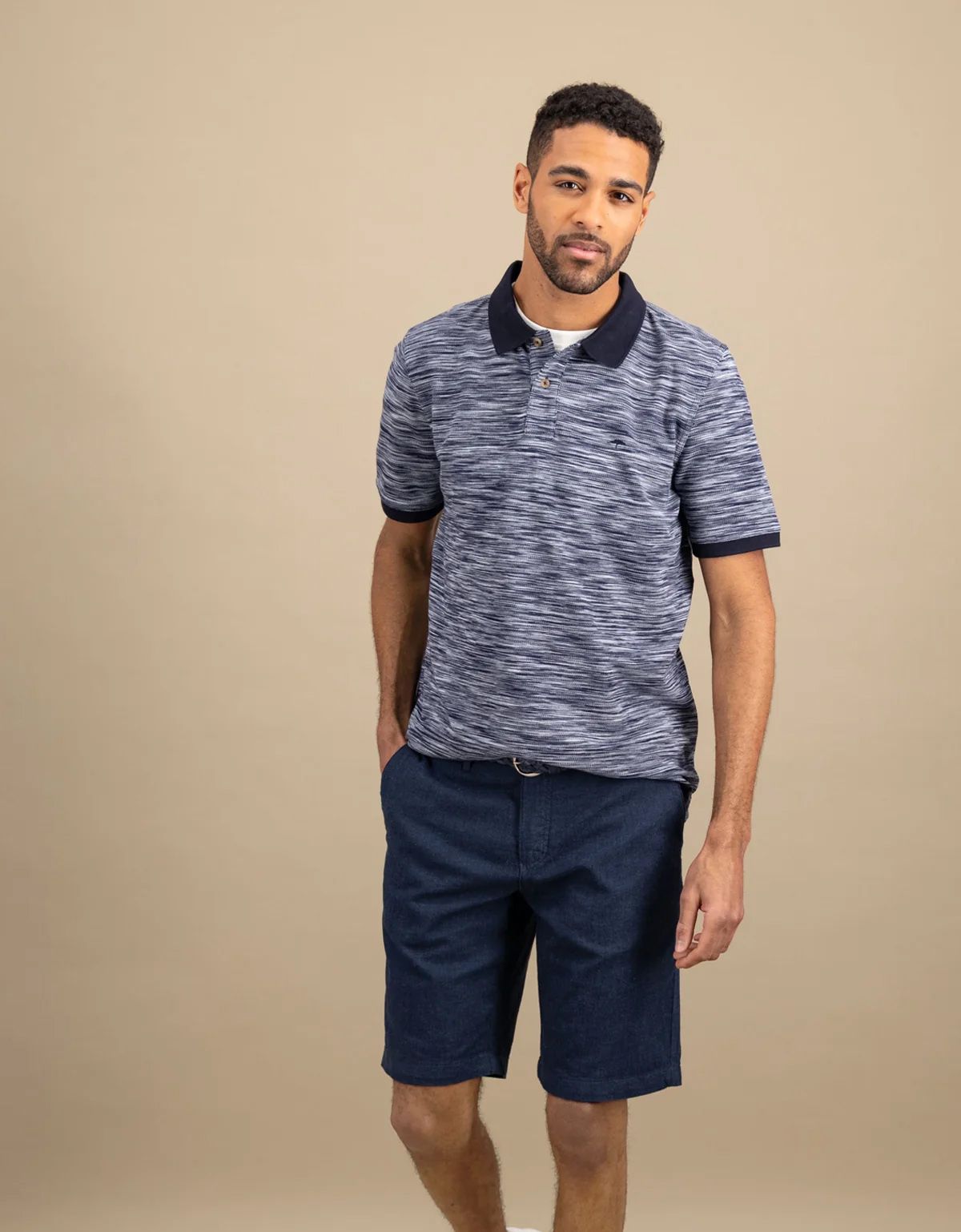 Поло мужское с синим воротником Fynch-Hatton | купить в интернет-магазине Olymp-Men