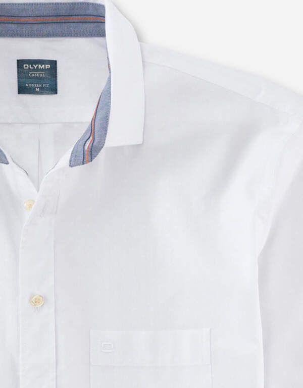 Рубашка белая мужская OLYMP Casual с коротким рукавом