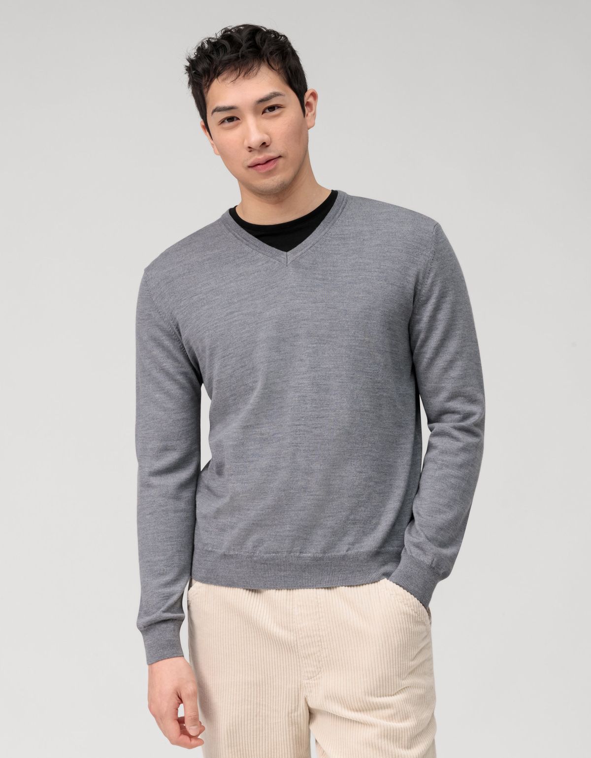 Пуловер серый мужской OLYMP, modern fit[СЕРЫЙ]