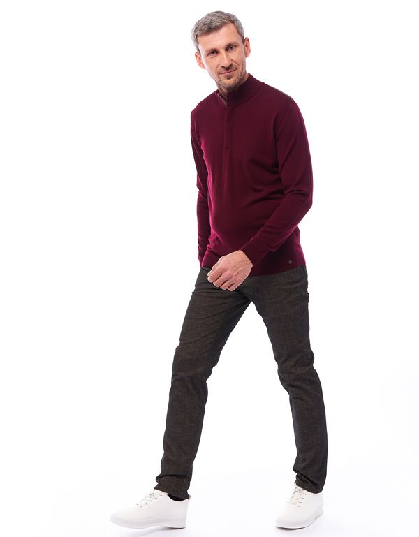 Свитер мужской бордовый на молнии Gratude из тонкой шерсти | купить в интернет-магазине Olymp-Men