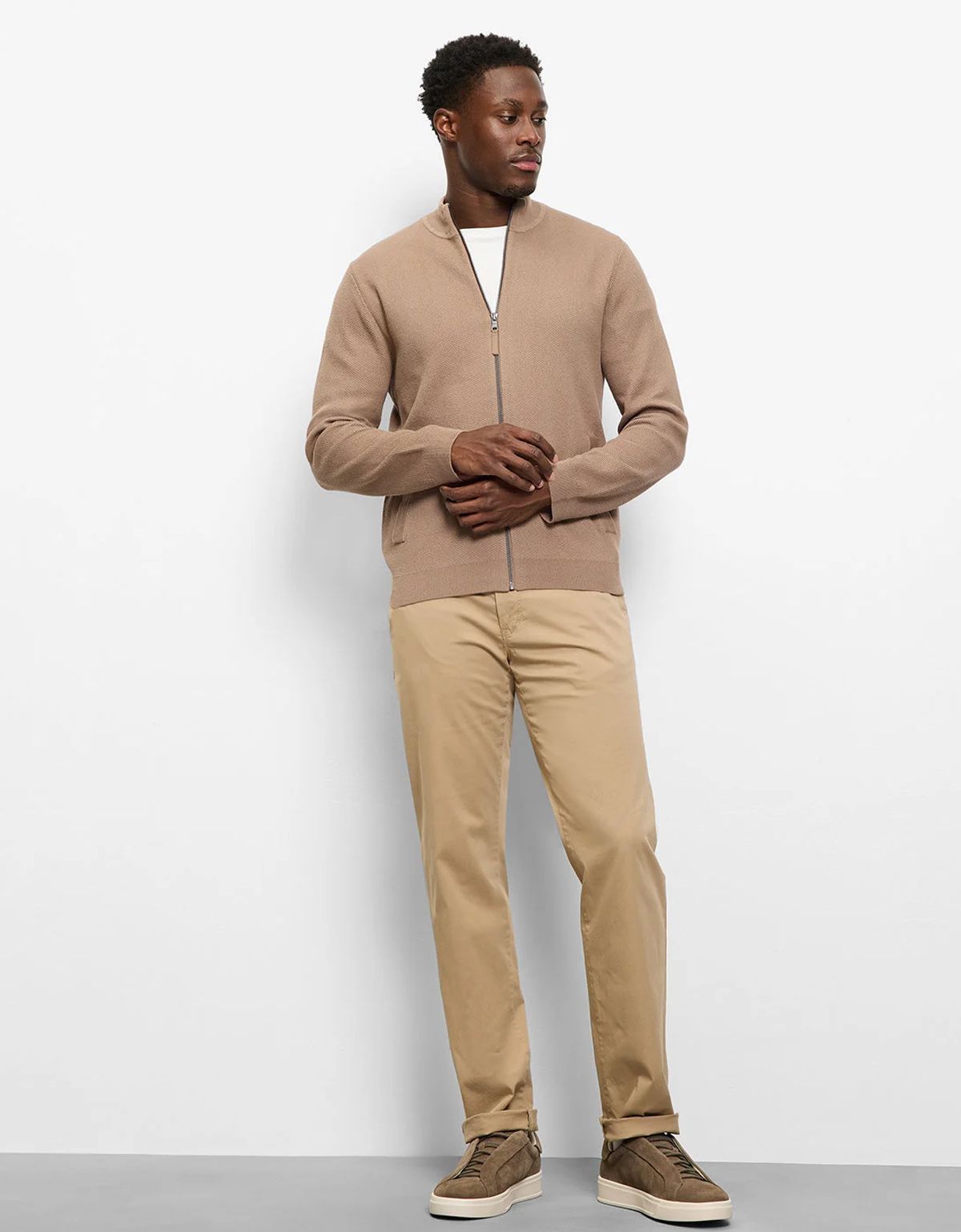 Кардиган бежевый мужской на молнии Olymp | купить в интернет-магазине Olymp-Men