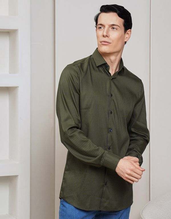 Рубашка мужская OLYMP 24/7 в клетку, body fit | купить в интернет-магазине Olymp-Men