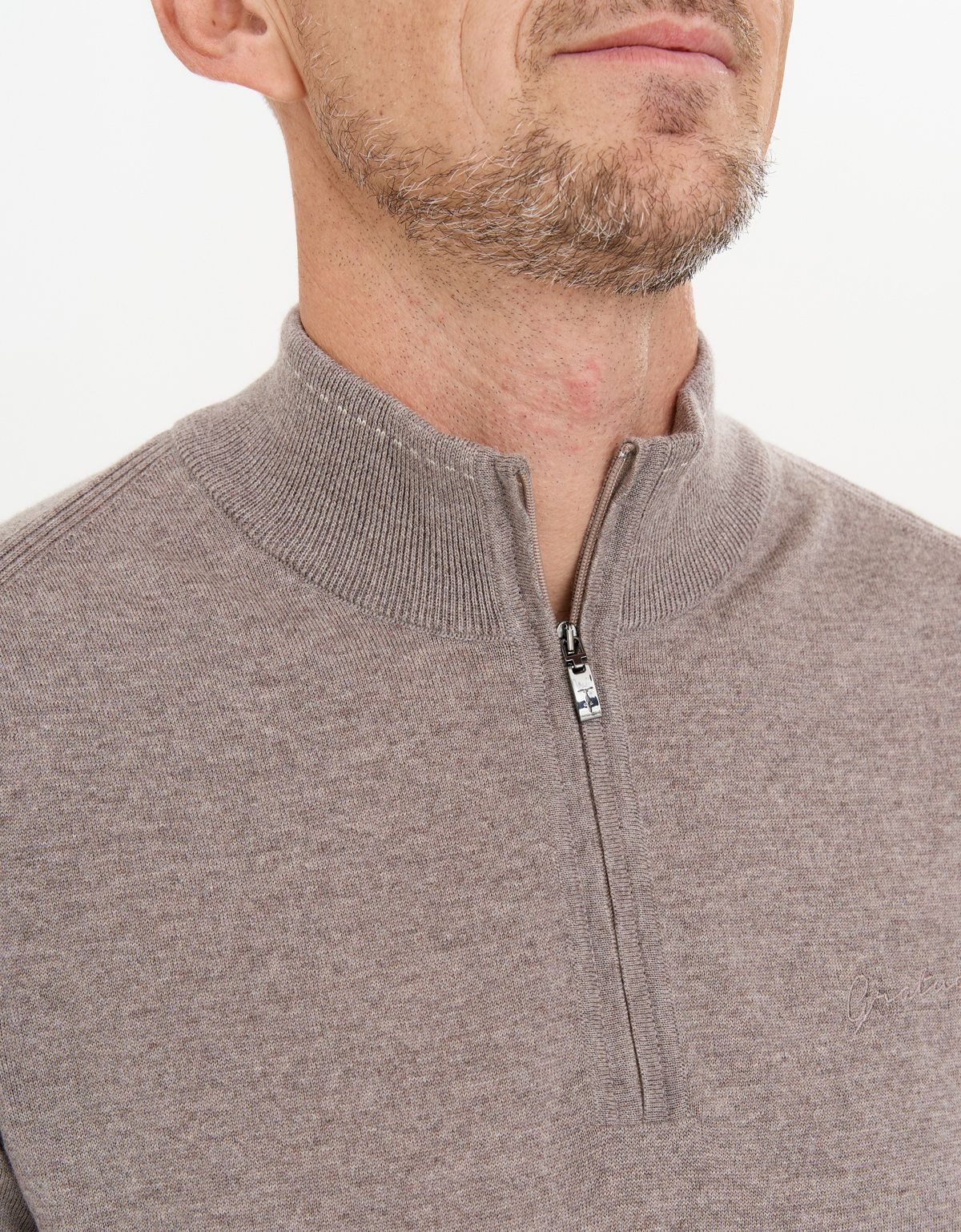Свитер бежевый с воротником на молнии Gratude шерстяной | купить в интернет-магазине Olymp-Men
