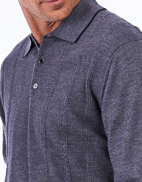 Поло мужское на пуговицах Gratude вязаное с косами | купить в интернет-магазине Olymp-Men