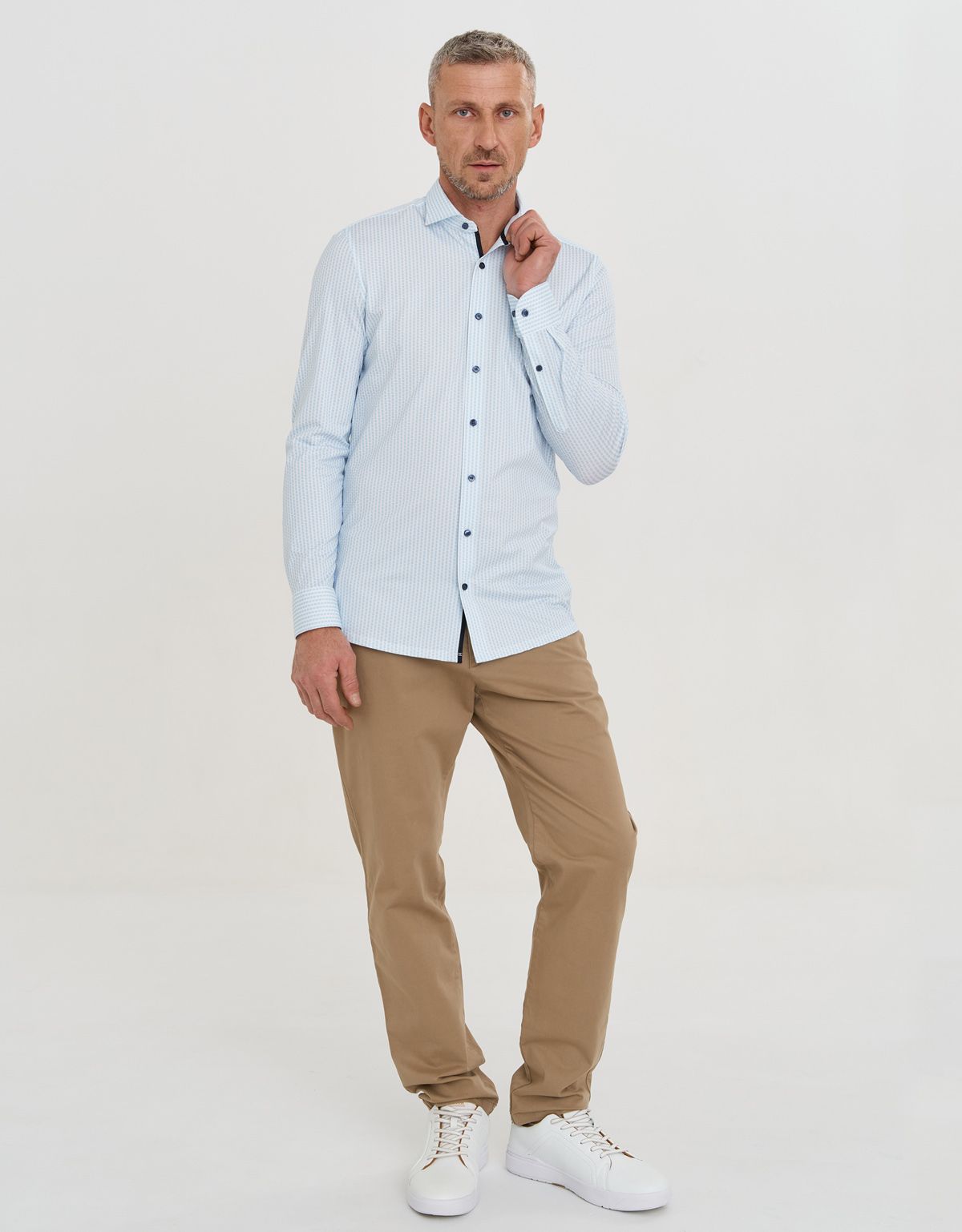 Рубашка мужская трикотажная с длинным рукавом OLYMP 24/7, body fit | купить в интернет-магазине Olymp-Men