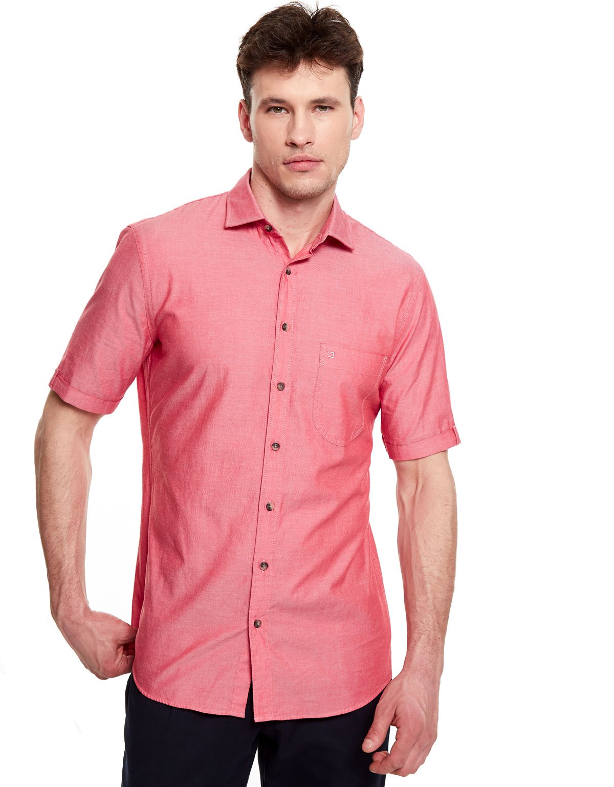 Рубашка мужская красная OLYMP Casual, modern fit[КРАСНЫЙ]