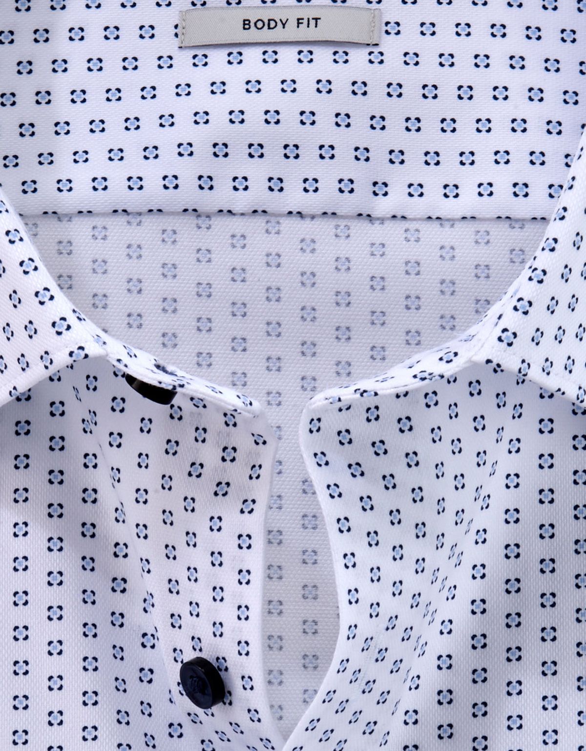 Рубашка мужская с синим принтом OLYMP, body fit на высокий рост | купить в интернет-магазине Olymp-Men