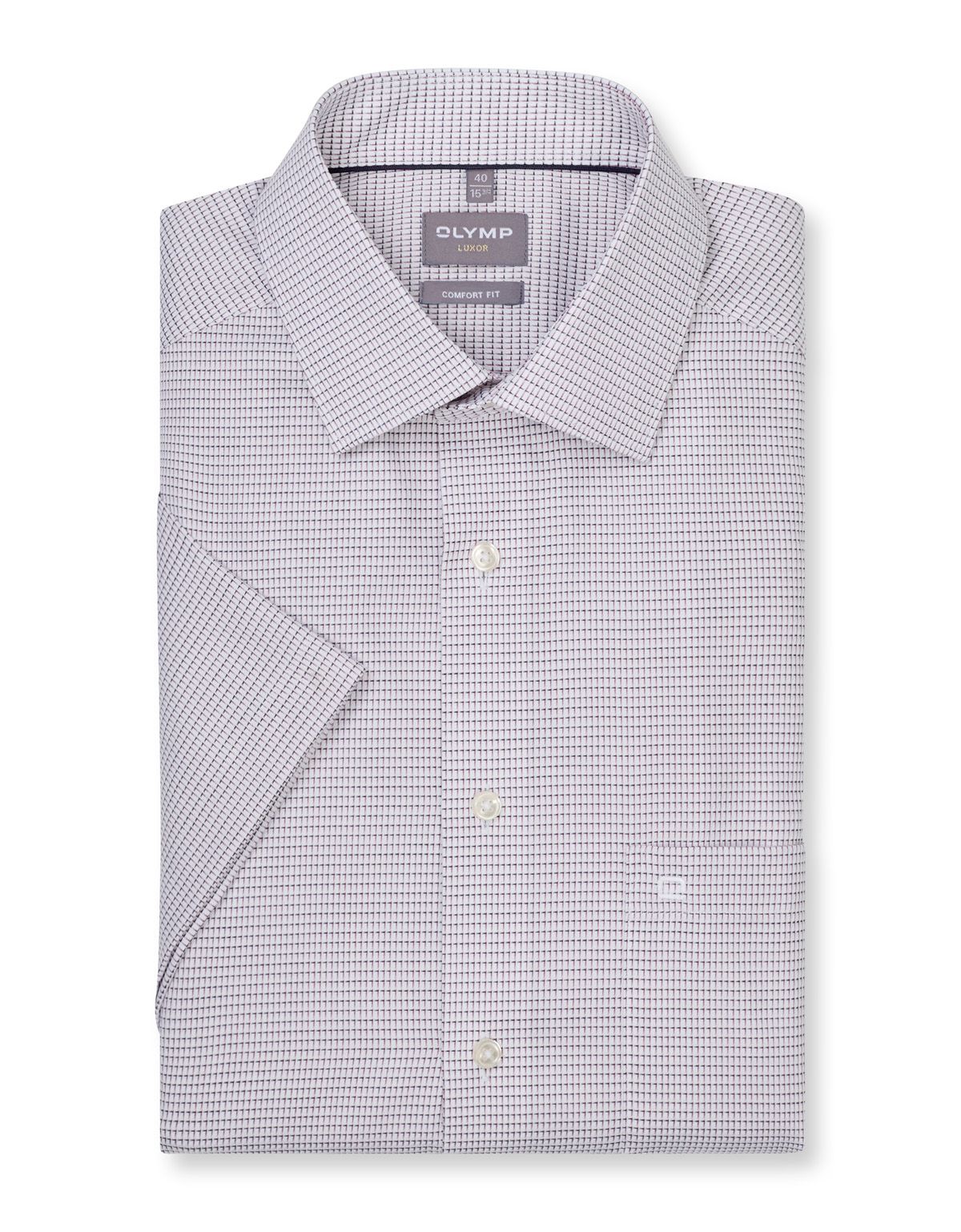 Рубашка классическая с бордовым принтом принтом Olymp, прямой крой[БОРДОВЫЙ]