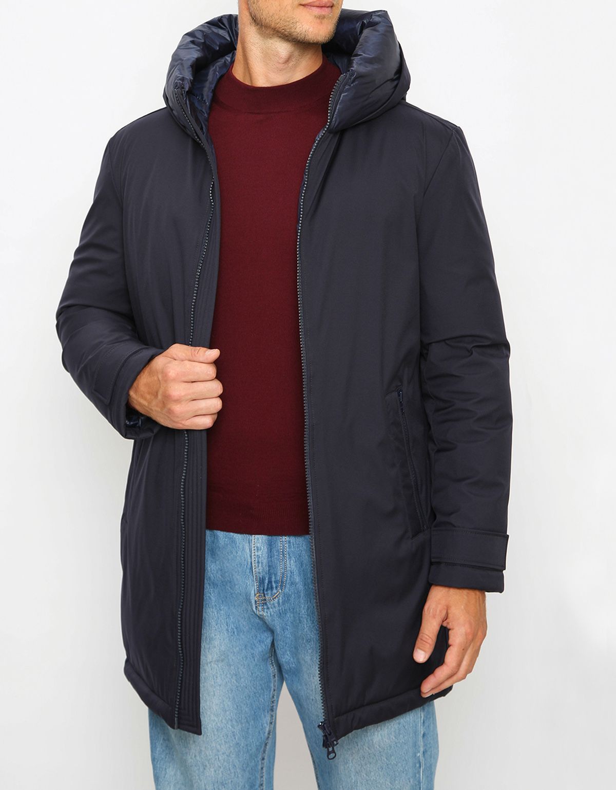 Пуховик мужской RIGGI удлинённый с капюшоном | купить в интернет-магазине Olymp-Men