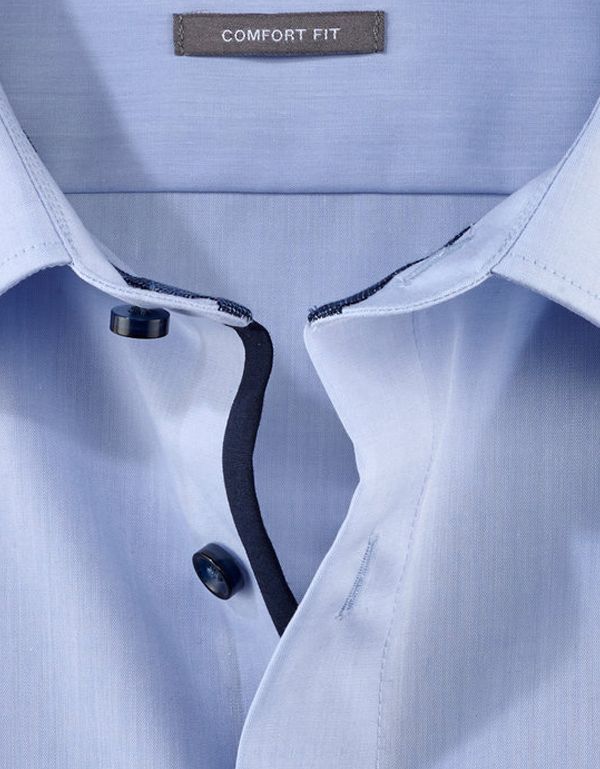 Сорочка классическая мужская с синими пуговицами OLYMP Luxor, прямой крой | купить в интернет-магазине Olymp-Men