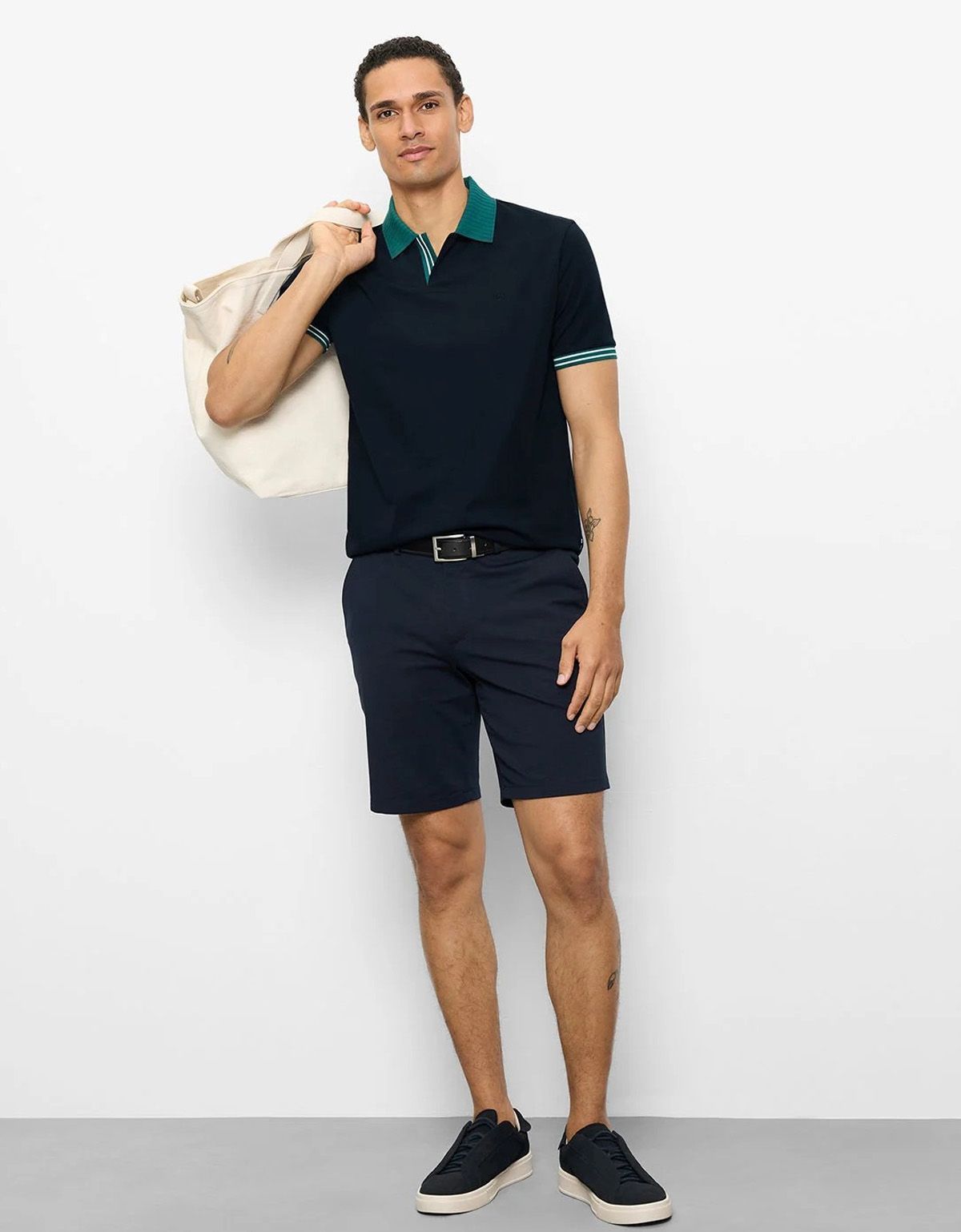 Поло мужское синее с зелёным воротником Olymp | купить в интернет-магазине Olymp-Men